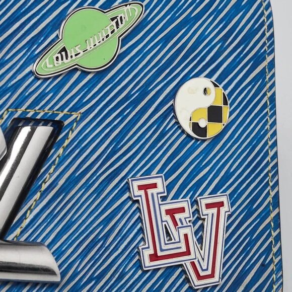 Louis Vuitton Blue Denim Pins Epi Leather Twist Wallet on Chain Bag - Picture 6 of 12